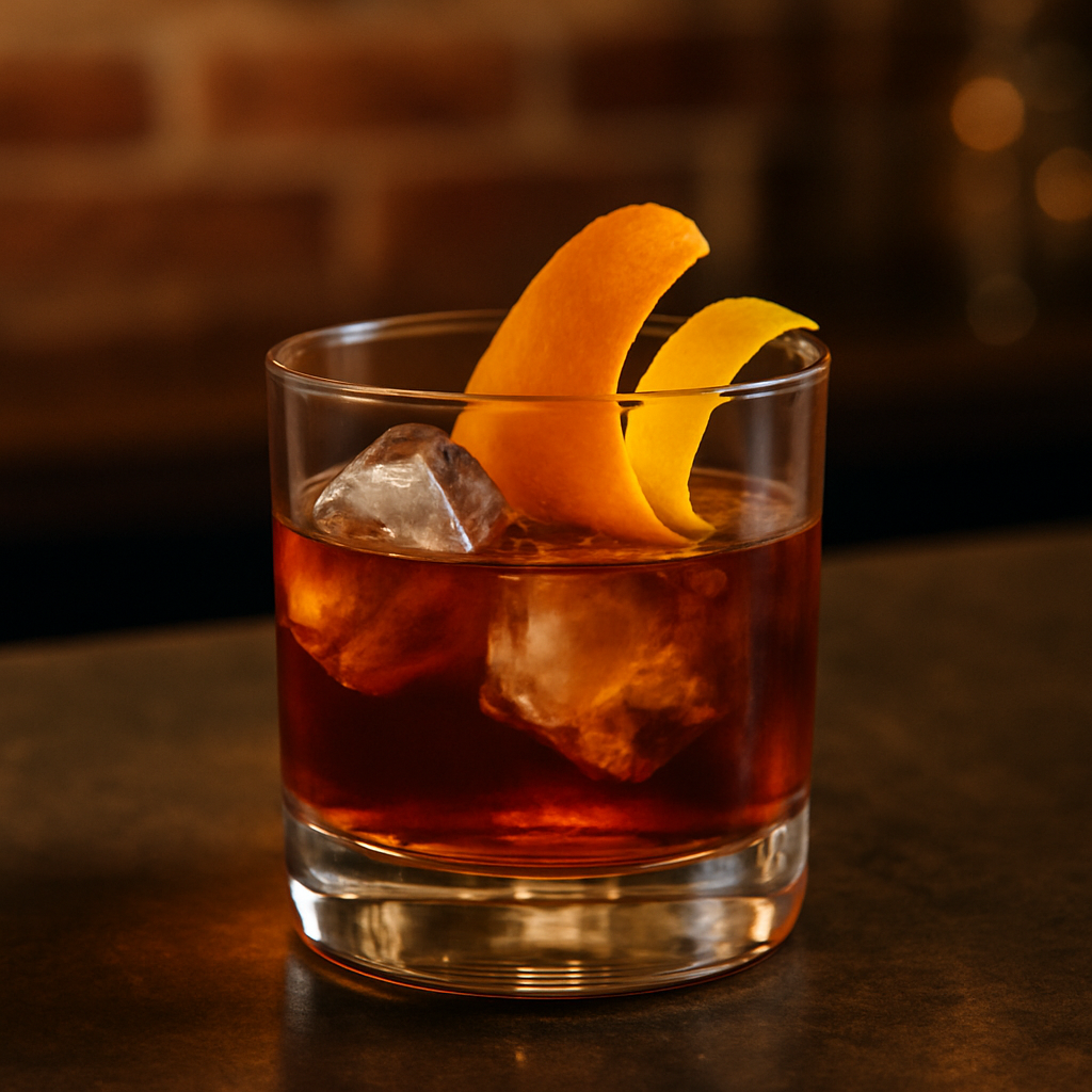 Le cocktail sazerac sur un comptoir de bar