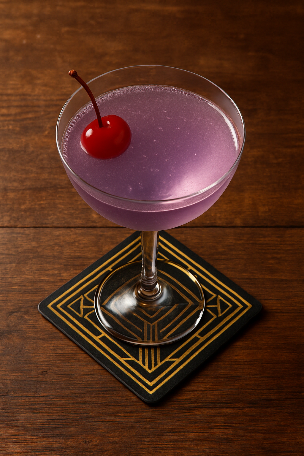 Aviation cocktail sur un comptoir.